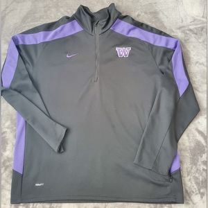 Nike Fit Washington Huskies 1/4 Zip Athletic Jacket Size 2XL Black/Purple